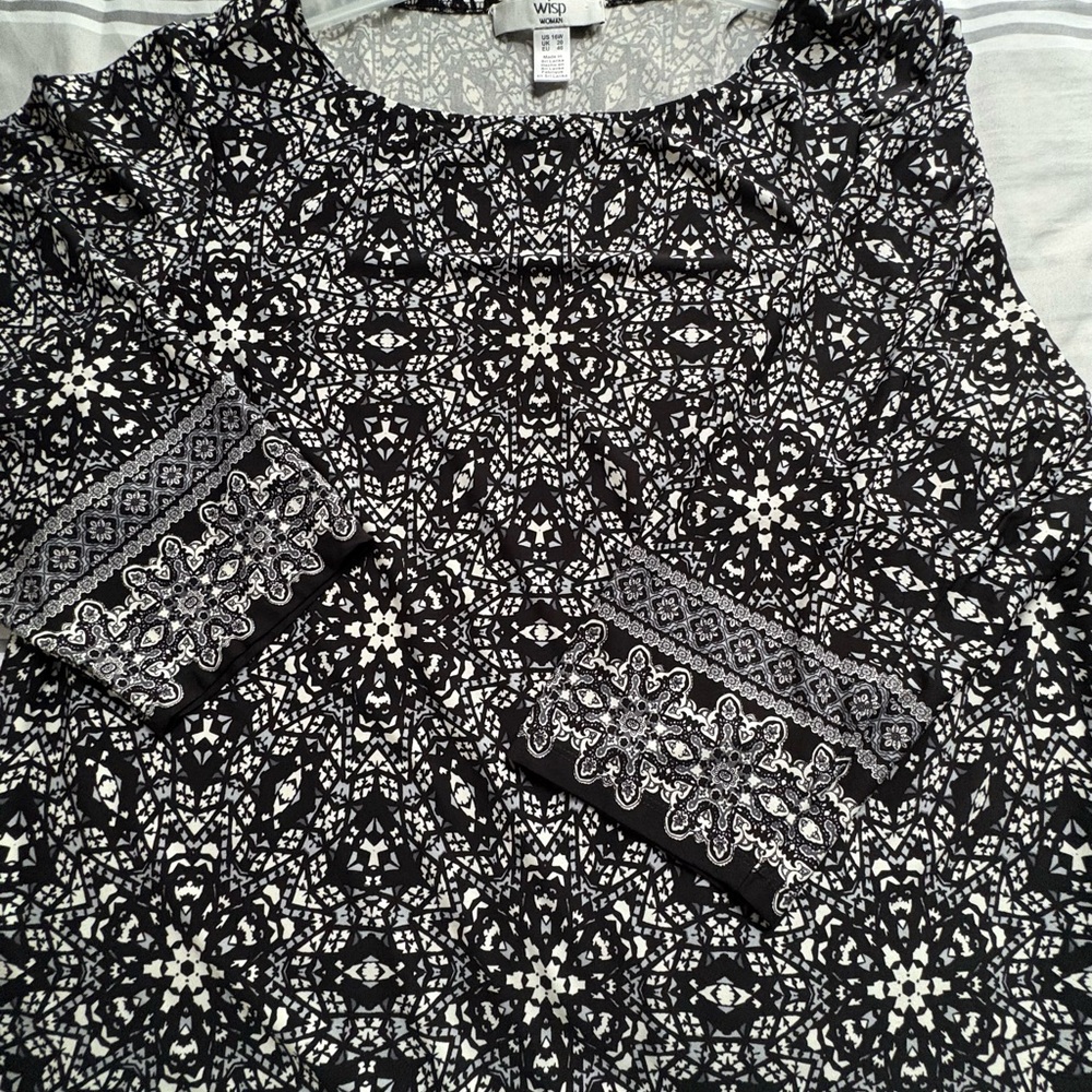 Wisp Black and White Graphic  Dress